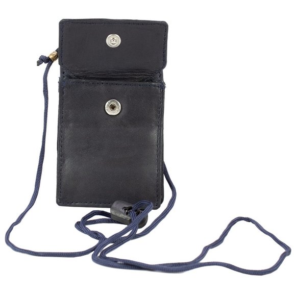 Genuine Leather ID Holder, Blue ID Card Organizer for School, Office - Picture 4 of 7